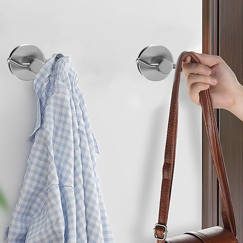 2 Pack Towel Hooks for Bathroom, Screw in Stainless Steel Wall Hooks for Hanging Coat Robe Keys(Brushed Nickel) - color: Brushed Nickel