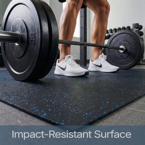 Flooring Inc's 1/4" Thick Tough Rubber Flooring Roll | Flexible Recycled Rubber Floor Mats for Home Gym | Heavy Duty Rubber Mat for Home Gyms, Sheds, Horse Stall Mat or Trailer - color: Blue, size: 120"L x 48"W x 0.3"Th