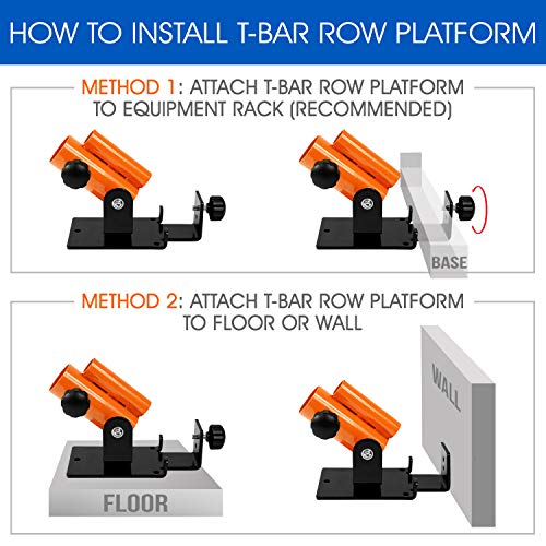 Yes4All Exercise Machine Adjustable T Bar Row Attachment, D Row Handle/Landmine Handle Attachment with Textured Rubber Handles - color: C. Orange - T Bar Row Platform