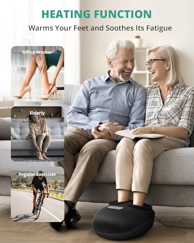 Medcursor Foot Massager Machine Heat, Shiatsu Kneading & Rolling, Massage for Plantar Fasciitis & Foot Pain Relief, Adjustable Air Pressure, Fits Up to13, Gift for Women & Men