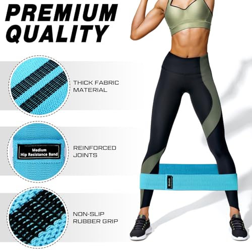 12 Pcs Fabric Resistance Bands for Working Out Non-Slip Booty Exercise Loop Bands for Women Men Glutes Hip Thigh Butt Yoga Pilates Fitness Gym, Light Medium Heavy - color: Blue, style: Medium Resistance