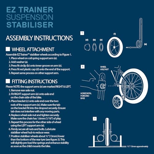 WELDTITE Essentials Adie Ez Trainer Suspension Stabilisers for Children's Bikes, Compatible with 12", 14" & 16" Wheels - White (1 Pair)