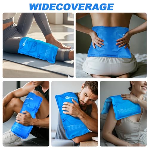 RelaxCoo 2 Pack Large Flexible Ice Pack for Injuries Reusable Gel, 11x14.5 Inches, Cold Compress for Hip, Shoulder, Knee, Back Pain, Swelling, Bruises, Surgery - style: BLUE 2 PACK