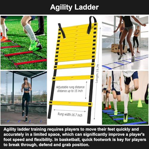 Basketball Training Equipment, Practice Training Mat, Dribble Trainer | Includes Basketball Training Mat, Agility ladder, Grip Strengthener, Resistance Bands, Improve Speed, Strength, ordination - color: Black, size: 47"*31"
