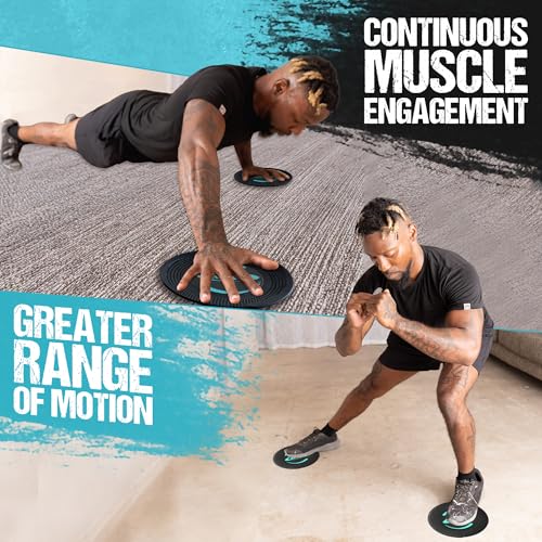 Gliding 9” Sliders for Working Out on Carpet Floors, 1 Pair + 4 Videos | The Original Exercise Sliders - color: Black (Carpet)