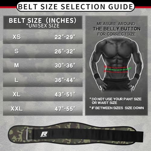 RitFit Weight Lifting Belt - Great for Squats, Lunges, Deadlift, Thrusters - Men and Women - 6 Inch Black/Camouflage - color: Camo, size: S(26"-32")