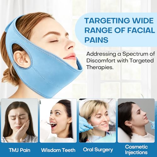 Wisdom Teeth Ice Pack Head Wrap Jaw Face Ice Pack for Wisdom Teeth Removal Extraction Toothache Pain Relief Facial Face Oral Surgery TMJ Tonsillectomy Recovery Must Haves (Light Blue) - color: Light Blue