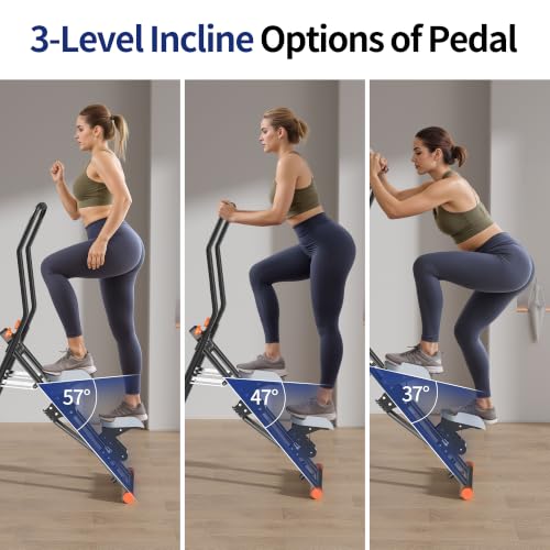 RYGEO Stair Steppers with Resistance at Home Gym, Folding Vertical Climber Cardio Exercise Machine, Stair Climber for Full Body Workout with LED Display