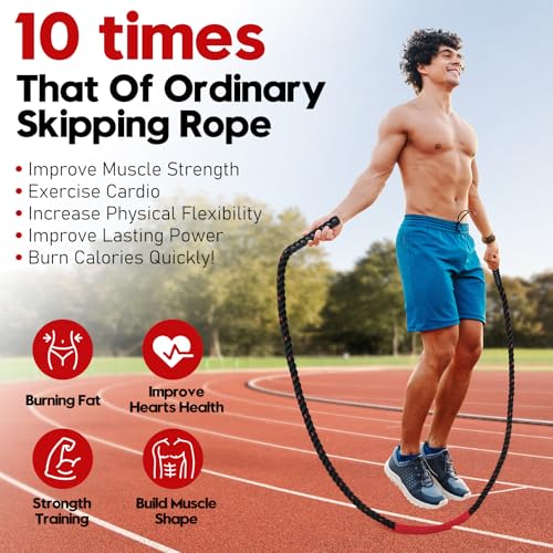 Weighted Jump Rope for Men and Women, 3lb 4lb 5lb Adult Heavy Skipping Rope, Jumprope for Fitness,Workout Equipment, Fitness Equipment for Home Gym Exercise,Improve Strength and Building Muscle - style: 3lb