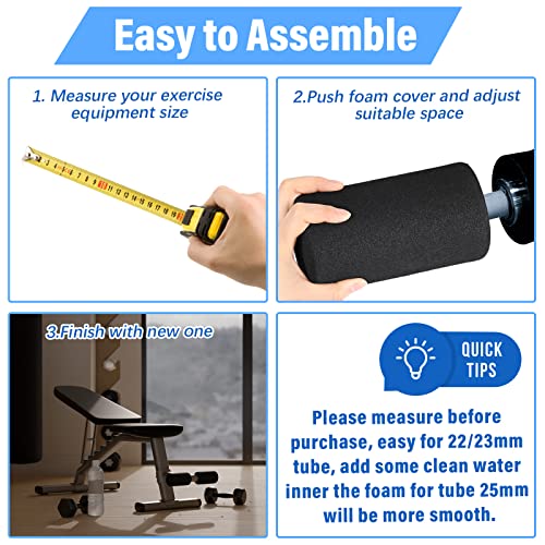 Deekin 4 Pcs Foam Foot Pad Rollers Buffer Tube Cover for Exercise Machine Home Gym Equipment Replacement Pads for Leg Extension Weight Bench Inversion Table(1 x 3.54 x 7.1 Inches) - size: 1 x 3.54 x 7.1"