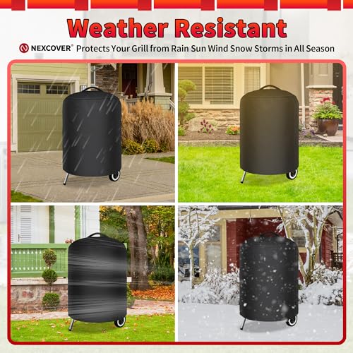 NEXCOVER Kettle Grill Cover-26.5 Inch Charcoal BBQ Smoker Cover Round for Barbecue, Fade & UV Resistant Small Waterproof Weather Resistant Material for Weber 22" Charcoal Grill - size: Round 26.5"Dia