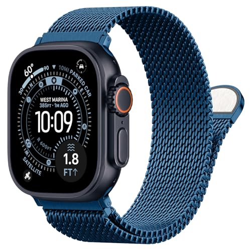 Milanese Loop Compatible with Apple Watch Band 40mm 41mm 42mm 38mm Men Women, Magnetic Buckle Strap Stainless Steel Mesh Metal Bands for iWatch Series 11 10 9 8 7 6 5 4 3 SE3/2/1 - color: 06-Midnight Blue, size: 38/40/41/42mm(s10/11)
