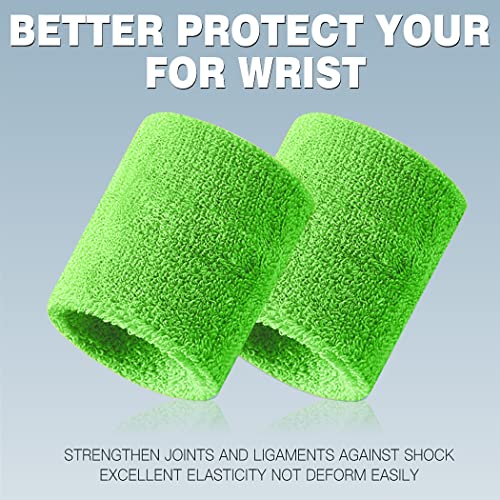 BEACE Sweatbands Sports Wristband for Men & Women - Moisture Wicking Athletic Cotton Terry Cloth Sweatband for Tennis, Basketball, Running, Gym, Working Out - color: Green