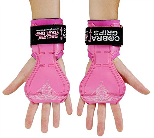 Cobra Grips Weight Lifting Gloves with Adjustable Neoprene Padded Wrist Wraps - Heavy Duty Alternative to Power Lifting Hooks for Deadlifts - color: FIT Pink Rubber, size: 4.25 - 7.0"