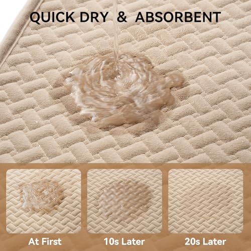 YDKGL Bathroom Rugs Non Slip, Extra Soft Absorbent Quick Dry Bath Mats, Foam Weave Texture Thin Bath Rugs Washable with Rubber Backing, 24" x 48“ - color: Brown, size: 24"x 48"