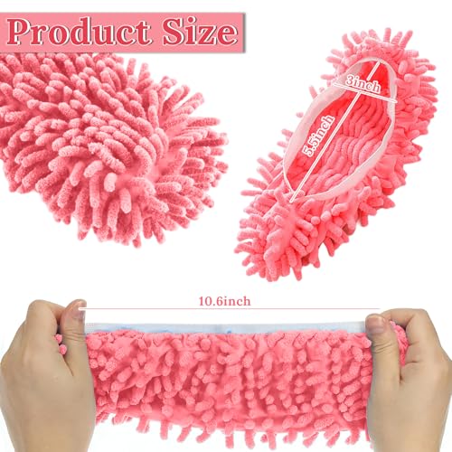 Mop Slippers Shoes for Women Men Foot Dust Duster Microfiber Dust Hair | Reusable Sweeper Cleaning Tool for House Bathroom Kitchen - color: Pink 1pair, size: F