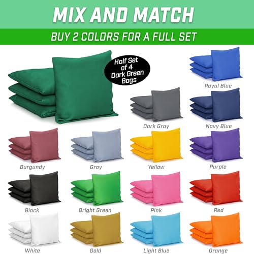 GoSports Classic Cornhole Bean Bags Set of 4-16 Colors Available - Regulation All Weather, Mix and Match - color: Dark Green