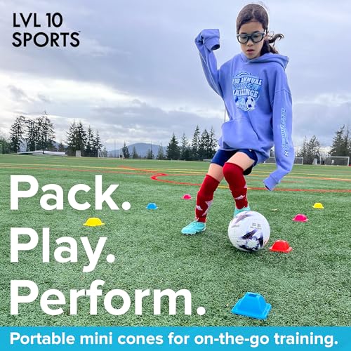 LVL10 Pro Training Cones - 2" Mini Soccer Cones for Sports Training - for Basketball, Football, Basketball and Agility Drills - Soccer Field Markers That Won't Crack, Slide or Fly - color: Yellow, style: 12 Pack