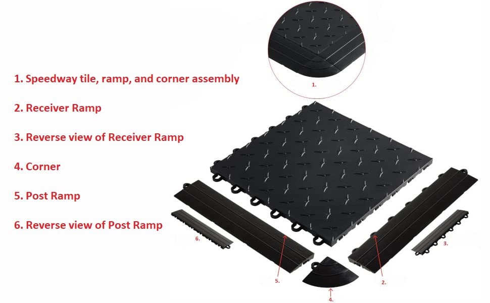 Speedway Garage Floor Mat Kit for 1-Car, Medium, Grey/Black - color: Grey/Black, size: Garage Kit - 1-Car
