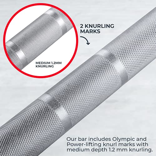 Iron Crush Olympic Barbell - Multifunction 7-Foot Weight Bar for Weightlifting, Powerlifting, CrossFit Training - No. 45 Steel, Chrome Finish - 750 lbs Max Load Capacity - Home Gym Fitness Equipment