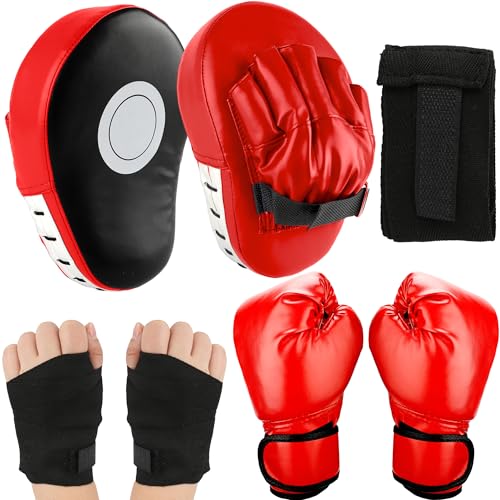 3-in-1 Boxing Gloves and Punching Mitts Set Kids Boxing Equipment Set for Youth Karate Muay Thai Taekwondo MMA