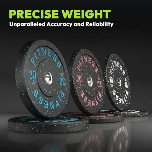 HANDBODE 2-Inch Weight Plates High Bounce, Olympic Bumper Plate Set 45/100/160/190/260/300lb, Colored Weight Plates Set for Home Gym, Barbell Weights Rubber Strength Training Plate for Weight Lifting - size: 200 lb Set (Pair of 10, 20, 25, 45 lb), style: