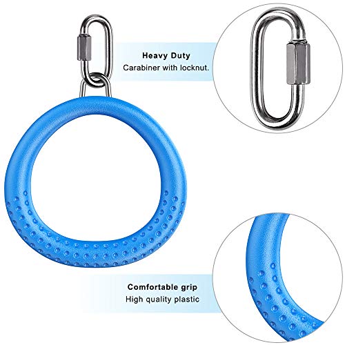 Dolibest 2 Pack of Ninja Gymnastic Rings,Monkey Ring Outdoor Backyard Ninja Accessories Set,Swing Bar Rings Obstacle Course for Training Equipment for Teens,1000LB Capacity - color: 2pack Blue Fitness Ring