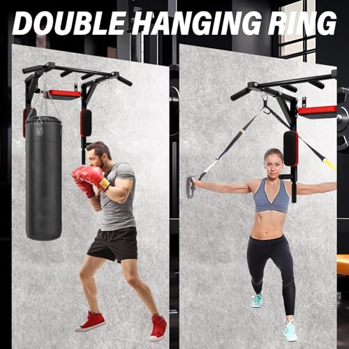 Multifunctional Wall Mounted Pull Up Bar, Pull Up Dip Station for Indoor Home Gym Workout, Heavy Duty Steel Supports up to 440 LBS - style: type E
