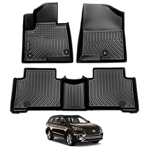 Cartist Floor Mats Compatible with Hyundai Santa FE 2013-2018 All Weather 2 Row Floor Mats Carpet Protection 3D TPE Odorless - size: 3)Hyundai Santa FE【2013-2018】