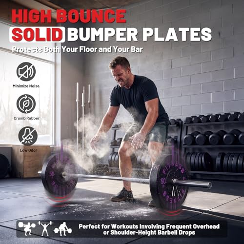 2" Bumper Plates Set Olympic Weight Plates for Barbell Strength Training | Papababe 2Inch Weights Plates Set, Floor Protective Plates, 20-600lbs Rubber Bumper Plates for Weightlifting, Bench Press - size: 600 LB SET, style: High Bounce