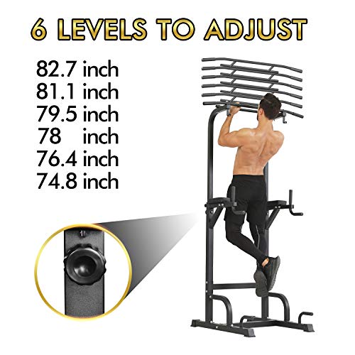 BangTong&Li Power Tower, Pull Up Bar Dip Station/Stand for Home Gym Strength Training Workout Equipment - color: Black