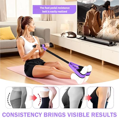 Multifunction Pedal Resistance Band with Handle,Tube/Petal/Foot/Full Body Resistance Bands with Handles,Multifunctional Foot Pedal Resistance Band,Leg Raise Straps. - color: Pink 55lbs