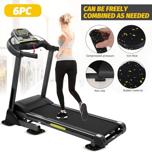 Mipcase 6 Pack Treadmill Mat Pads 3.93 X 3.93 X 0.39 in Thick Rubber Exercise Mats Non Slip Anti Vibration Equipment Mat for Floor Protection Noise Reduction Home Gym