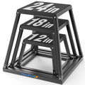 GanFindX Plyometric Jump Box Set, 12/18/24 Inch Steel Plyo Box, Heavy Duty Plyometric Platform with Anti-Slip Surface for Home Gym Training, Step-Up, Agility and Strength Conditioning - size: 12/18/24"