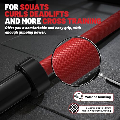 PAPABABE Olympic Barbell, 4ft/5ft/6ft/6.5ft Straight Barbell Womens Olympic Barbell for Strength Training and Technique Adjusting, 2 inch Olympic Bar with Moderate Knurling For Bench Press, Squats Curls Deadlifts Weightlifting - color: 6.5ft Elite SparkRe