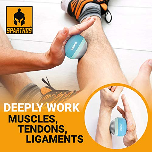 Sparthos Cold Massage Roller Ball - Fitness Cryosphere Massager - Cryo Cryocup Ice Massage Cups - for Muscle, Face, Body Muscles - Manual Polar Icing Cooling Balls - Freeze Tools (Mint/Blue, 60mm) - color: Electric Blue, style: 60mm (Pack of 1)