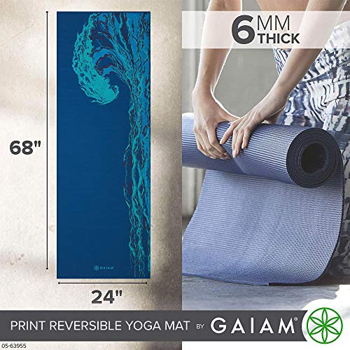 Gaiam Yoga Mat - Premium Print Reversible Extra Thick Non Slip Exercise & Fitness Mat for All Types of Yoga, Pilates & Floor Workouts - color: Peaceful Waters