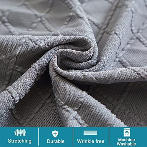 ANWUCHEN Rectangle Ottoman Cover - Stretch Storage Ottoman Covers with Elastic Bands Ties, Gray Medium - color: Grey, size: 35"D x 16"W x 15"H