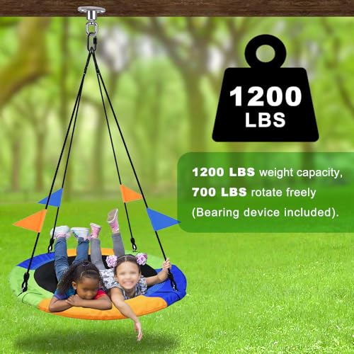 SELEWARE Silent Ball Bearing Swing Hangers, Heavy Duty 360° Rotate Swing Swivel Hook for Wooden Playground Yoga Hammock Chair Rope Punching Bag Porch Tire Web Swing Sets, 1200 Capacity - color: Ball Bearing Swing Hanger, 1 Pack