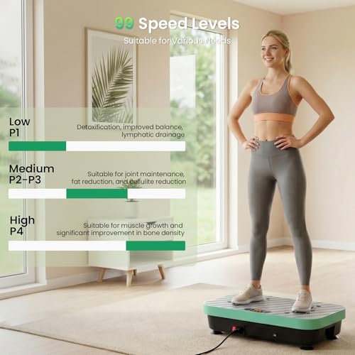 Vibration Plate Exercise Machine: TISSCARE Vibrating Plates for Weight Loss and Lymphatic Drainage, 400lbs Shake Plate Whole Body Workout Platform for Home Fitness Fat Burner Gifts - color: green