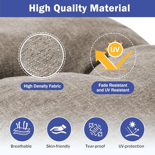 IPYNBAP Bench Cushion, 42 x 16 Inch Patio Furniture Cushions with Durable Ties, Soft Memory Foam Bench Cushions for Indoor/Outdoor Furniture with Non-Slip Bottom, Kitchen&Dining, Khaki - color: Khaki, size: 42*16+4”
