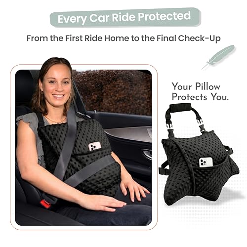 MOYOAMA Hysterectomy Pillow Post Surgery – Form-Fit Support Shield with Secure Straps, 2 Pockets, & Cozy Muff – After Hysterectomy Recovery Must-Haves, Post-Op C-Section Pillow Post Surgery Gifts - color: Charcoal Black