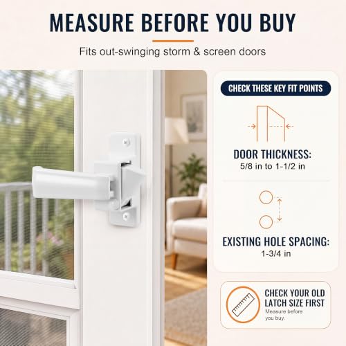 Replacement Screen Door Latch, Heavy Duty Inside Door Handle Compatible with Storm Doors Handle, Interior Latch for Screen and Storm Doors(for Non-Spring Loaded Strike C,White) - color: White, style: for Non-Spring Loaded Strike C