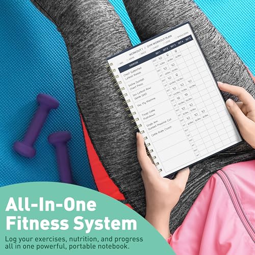 Sweetzer & Orange Fitness Planner Notebook – 6" x 8.5" Workout Log Book & Fitness Journal – 129 Pages with Measurement Tracker, Weight Tracker, Workout Planner, Food Log, 30 Day Challenge & Notes – Gold Spiral