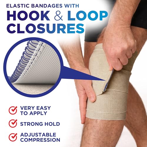 High-Performance Elastic Bandage Wrap - 6 Pack (2x2in, 2x3in, 2x4in) - Self-Closing Strong Compression Bandage Wrap for Leg, Ankles, Wrists, and Knees - for First Aid Kit and After Surgery Recovery - size: 6 Pack, style: Mix 6pk