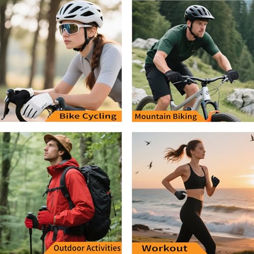 VXW Bike Gloves for Men Women Cycling - with Reflective Strips &Anti-Slip Shock-Absorbing Pad for Bicycle/Mountain Bike/Workout/MTB/Gym - color: Red, size: Large