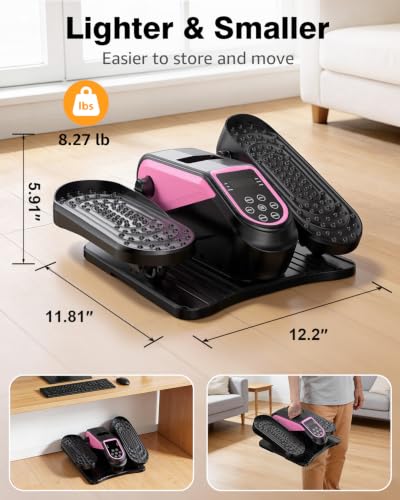 VIVURN® 023 Under Desk Elliptical Mini Electric Leg Exerciser for Senior, 12 Speeds RF Remote Display Monitor Non-Slip Mat, Quiet & Compact Seated Pedal Exerciser for Home Office Gift for Mom Dad - color: Pink