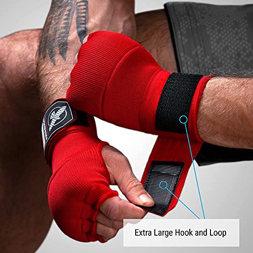 Hayabusa Quick Gel Hand Wrap Boxing Gloves | Slip-On Design, Padded Knuckle Protection, Hook and Loop Closure, Muay Thai Kickboxing, Men and Women, Sparring - color: Red, size: Medium
