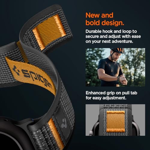 Spigen for Apple Watch Band, Compatible with Ultra 3/2/1 49mm, Series 11/10 46mm, 9/8/7 45mm, SE3/SE2/SE/6/5/4 44mm, 3/2/1 42mm - color: Active Black Orange