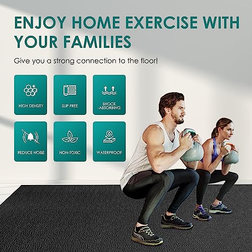 Large Exercise Mat, 8' x 6'/8' x 4'/6' x 4' Extra Durable Workout Mats for Home Gym Flooring, High-Density Gym Mats Cardio Mat for Jump Rope, MMA, Stretch, HIIT, Shoe-Friendly, Non-Slip, Non-Toxic - size: 8mm